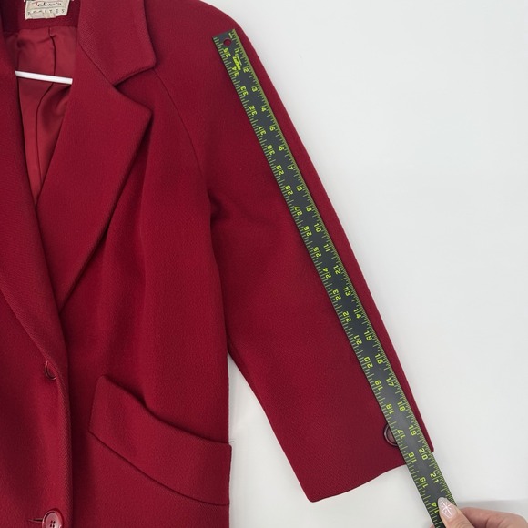 Vintage Talbots Red 100% Wool Long Peacoat Womens Size 2 Double Breasted Holiday - Picture 10 of 11